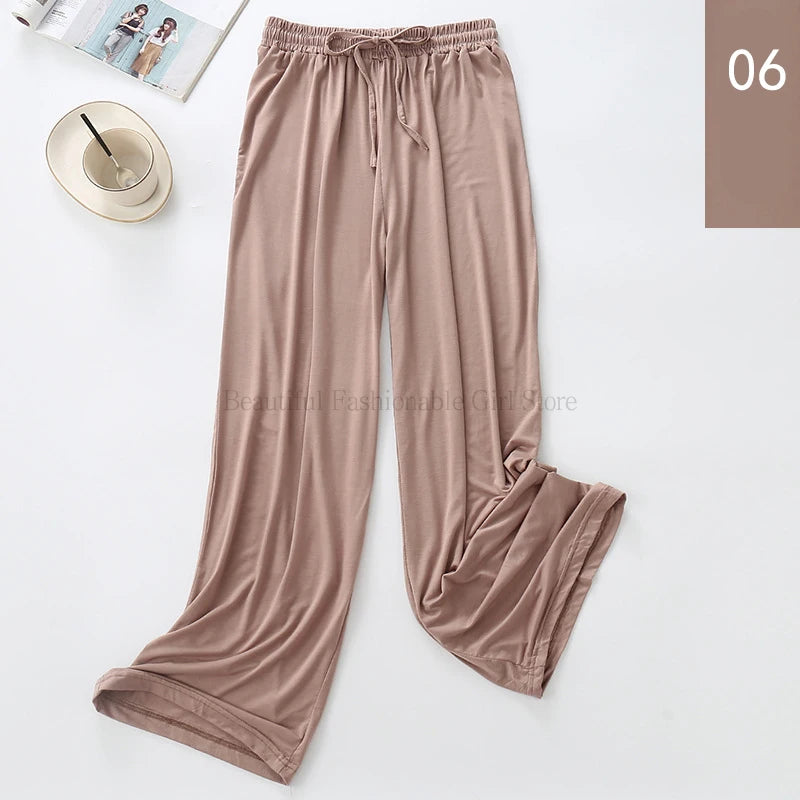 2024 New High Waist Drape Modal Loose Large Size Thin Wide-leg Pants Women's Summer All-match Trousers Casual Straight-leg