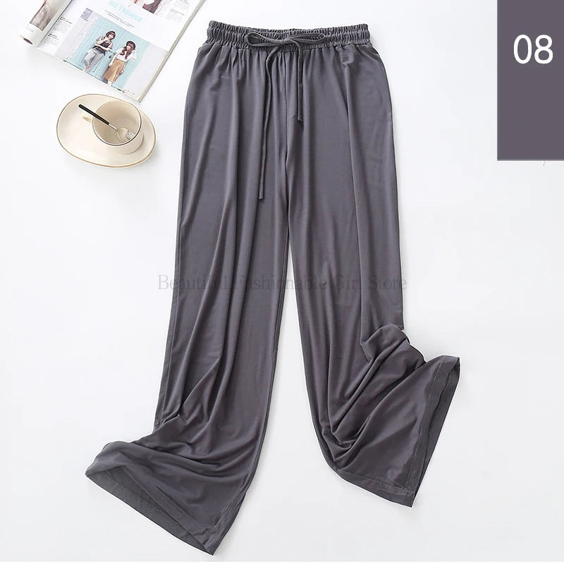 2024 New High Waist Drape Modal Loose Large Size Thin Wide-leg Pants Women's Summer All-match Trousers Casual Straight-leg