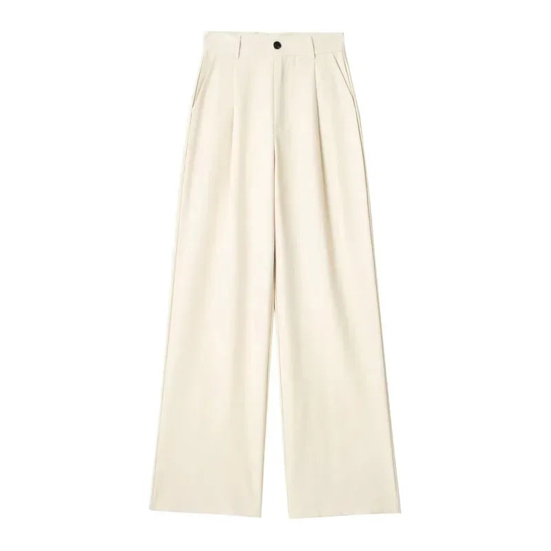 HXAO Women's Formal Pants Office Wear Women Striped Grey Black Pants Woman High Waist Baggy Suit Pants Casual Wide Leg Trousers