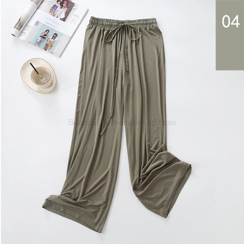 2024 New High Waist Drape Modal Loose Large Size Thin Wide-leg Pants Women's Summer All-match Trousers Casual Straight-leg
