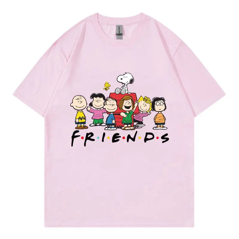 Snoopy Friends Cartoon Anime Women T-shirt Summer Short Sleeve 100% Cotton Men Tee Shirts Tops 2025 New Fashion Couple Clothing