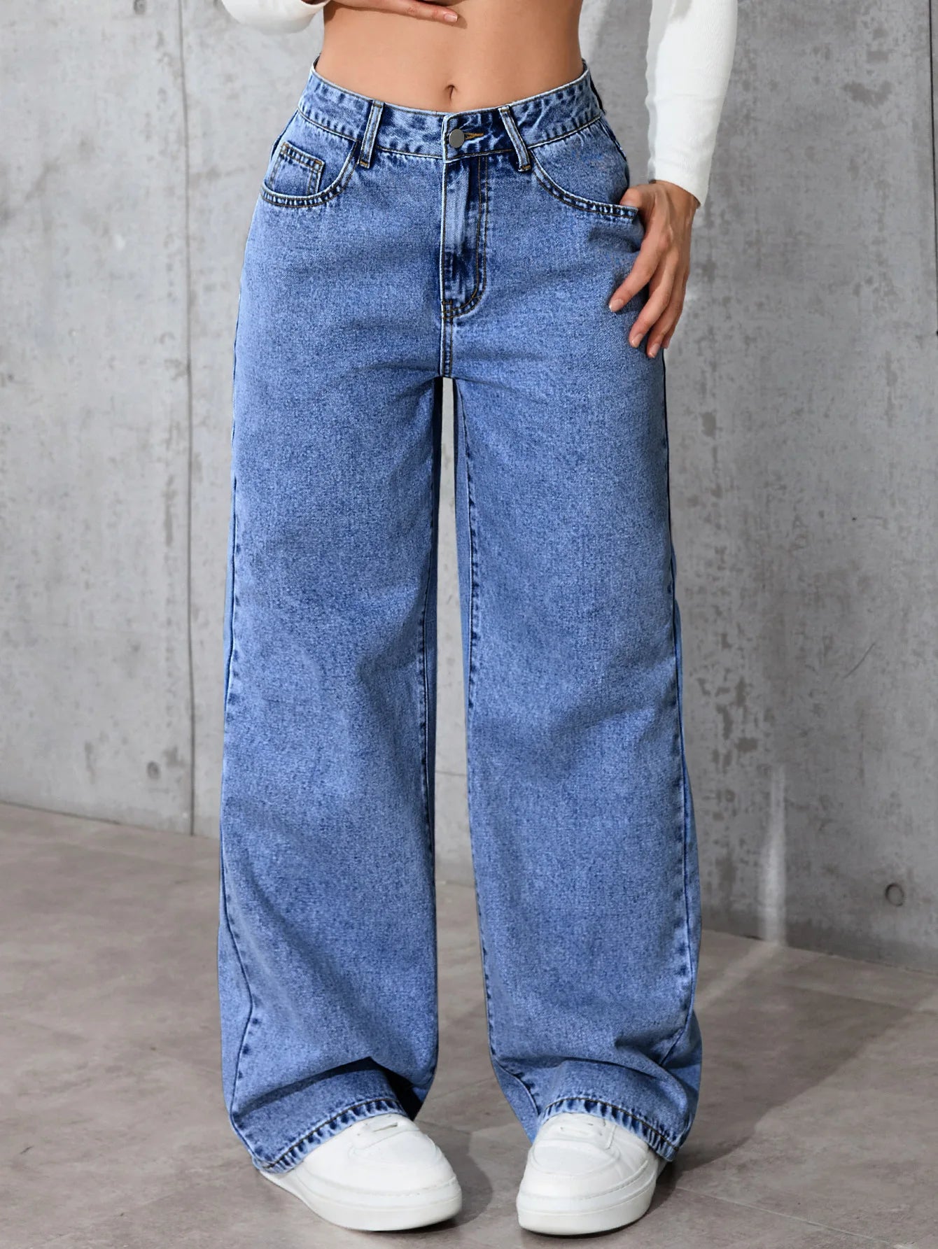 Size:S-5XL Women's Wide-Leg Jeans High-Waist Plus-Size Jeans Summer Autumn Girl Wide Leg Pants Straight-Leg Loose Casual Pants