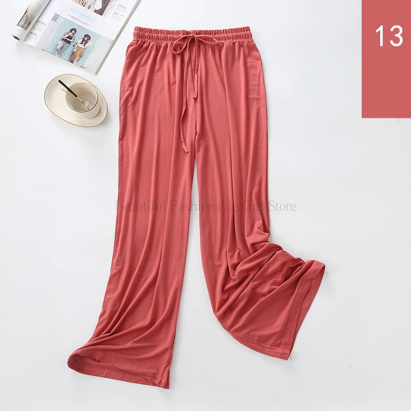 2024 New High Waist Drape Modal Loose Large Size Thin Wide-leg Pants Women's Summer All-match Trousers Casual Straight-leg