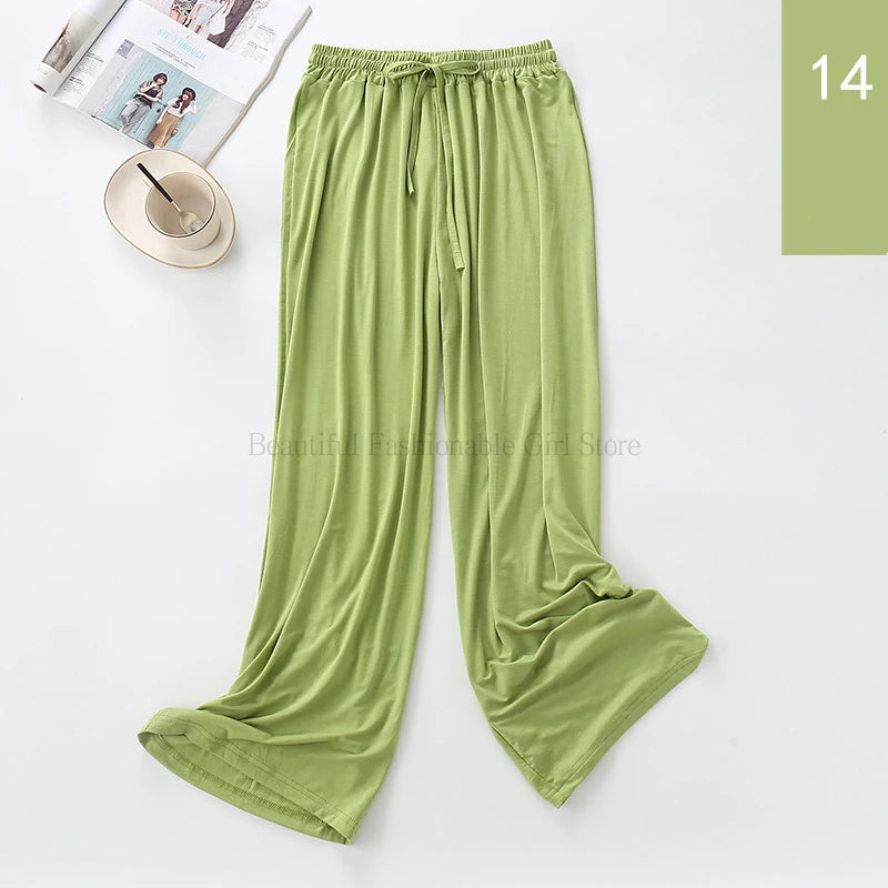 2024 New High Waist Drape Modal Loose Large Size Thin Wide-leg Pants Women's Summer All-match Trousers Casual Straight-leg