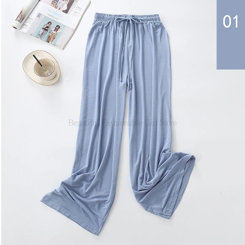 2024 New High Waist Drape Modal Loose Large Size Thin Wide-leg Pants Women's Summer All-match Trousers Casual Straight-leg