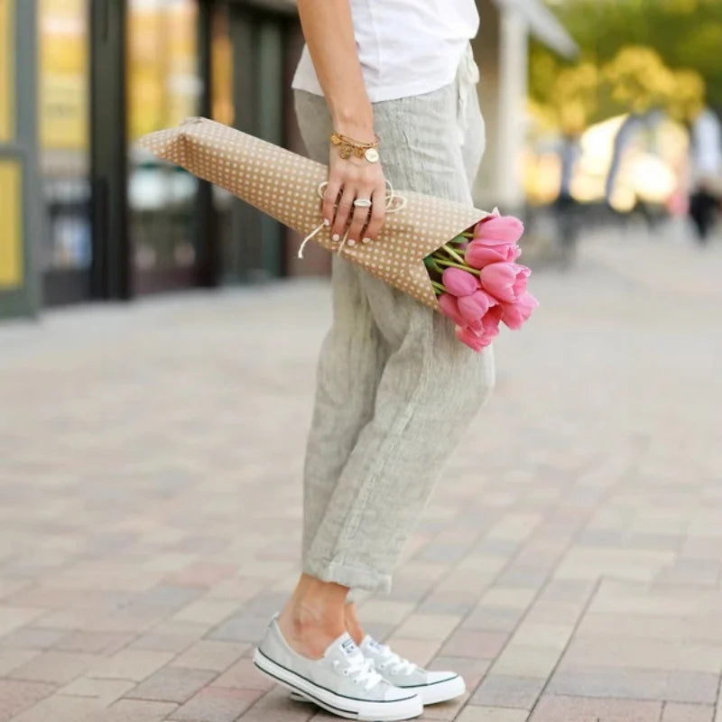 Elegant Solid Drawstring Straight Pants Fashion Women Y2K Pocket Loose Cotton Elastic Waist Baggy Pant Casual Sweatpant Trousers