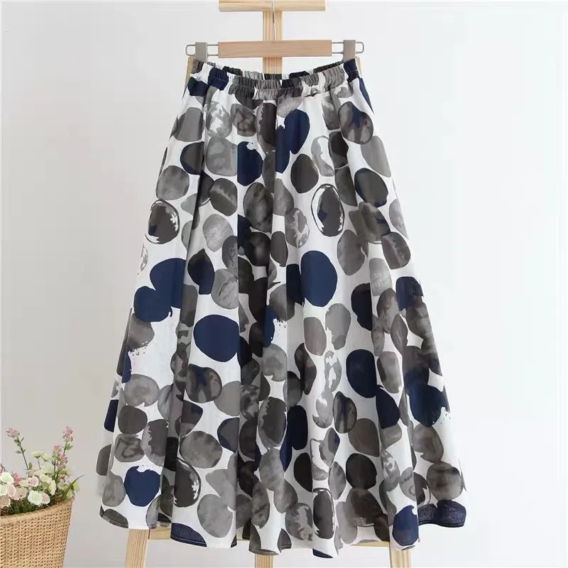 New Spring and Summer Fashion Elegant Versatile Fresh Country Style Colorful Floral Print Women's A-line Skirt