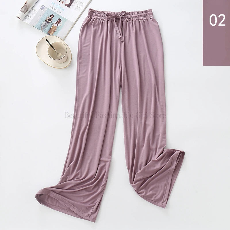 2024 New High Waist Drape Modal Loose Large Size Thin Wide-leg Pants Women's Summer All-match Trousers Casual Straight-leg