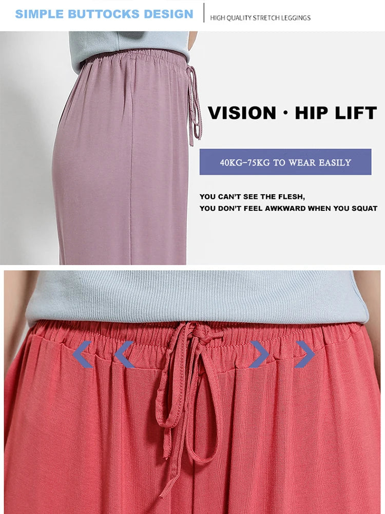 2024 New High Waist Drape Modal Loose Large Size Thin Wide-leg Pants Women's Summer All-match Trousers Casual Straight-leg