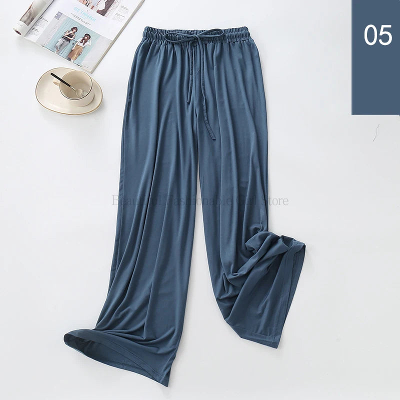 2024 New High Waist Drape Modal Loose Large Size Thin Wide-leg Pants Women's Summer All-match Trousers Casual Straight-leg