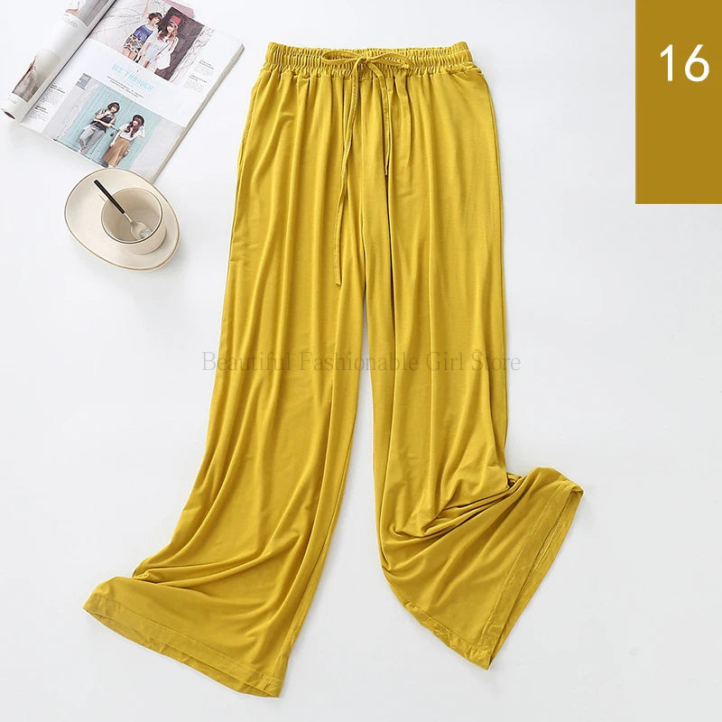 2024 New High Waist Drape Modal Loose Large Size Thin Wide-leg Pants Women's Summer All-match Trousers Casual Straight-leg