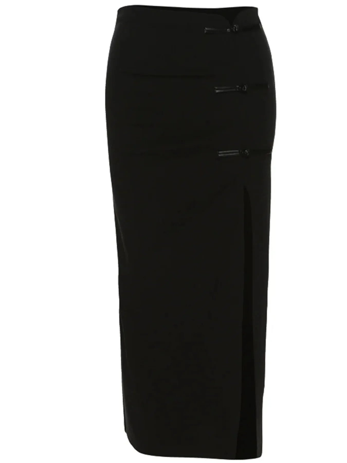 Black Sexy Split Simple Casual All-Match Hot Street Outing Cool Mature Vitality Personality Trend Basic Women'S Skirt