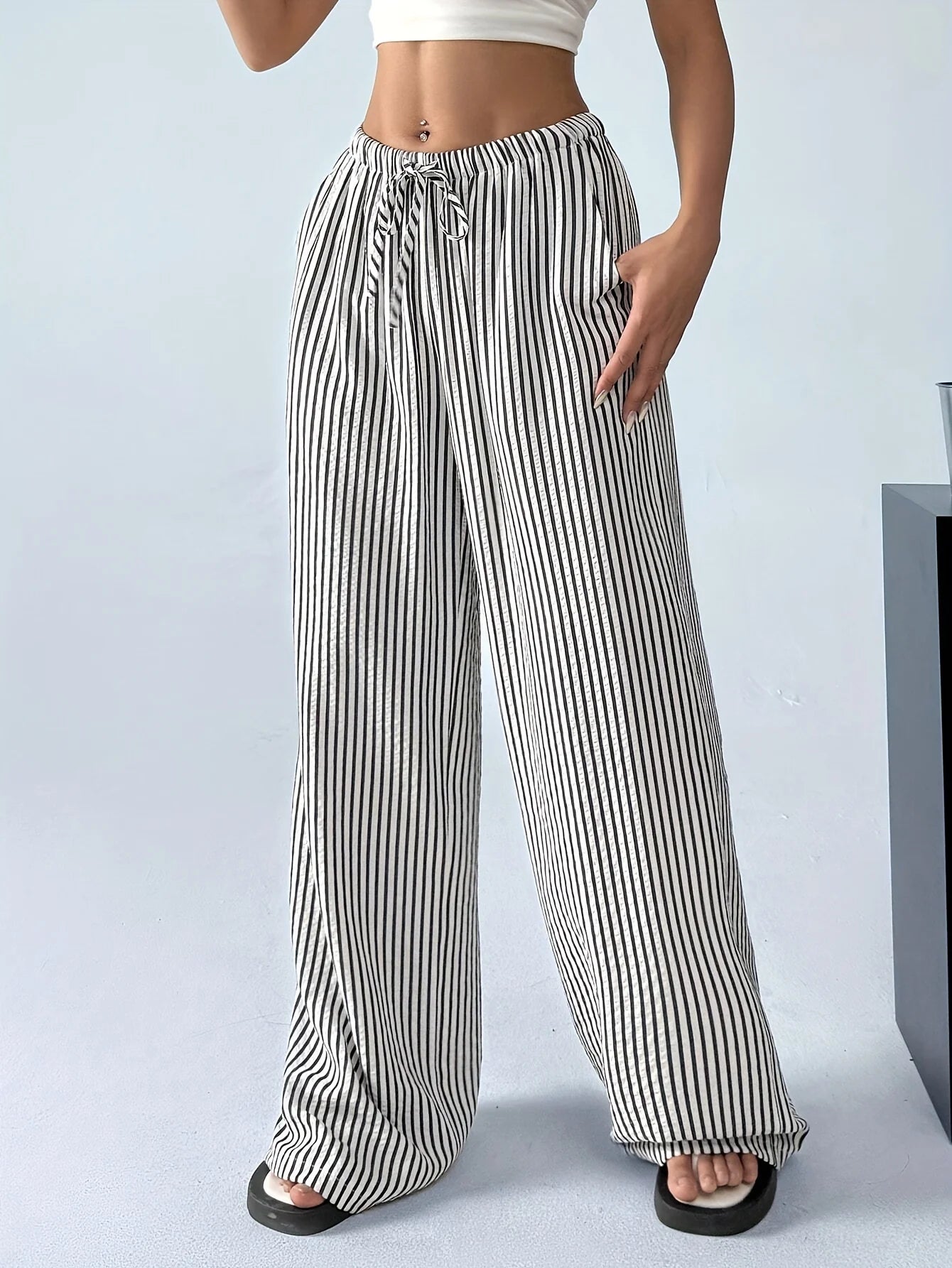 Women's Fashion Striped Wide-Leg Trousers
