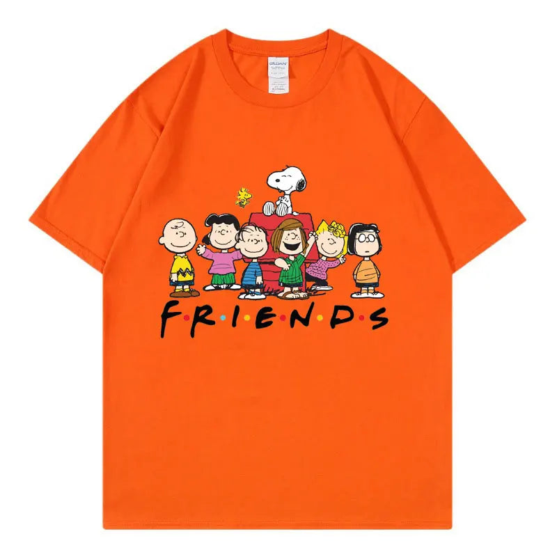 Snoopy Friends Cartoon Anime Women T-shirt Summer Short Sleeve 100% Cotton Men Tee Shirts Tops 2025 New Fashion Couple Clothing