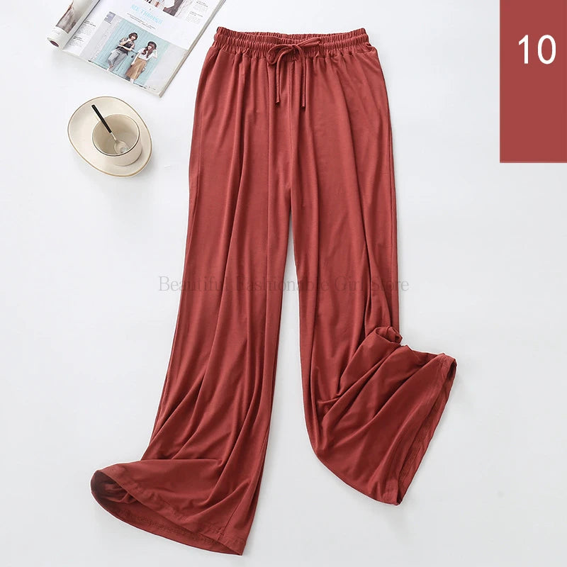 2024 New High Waist Drape Modal Loose Large Size Thin Wide-leg Pants Women's Summer All-match Trousers Casual Straight-leg