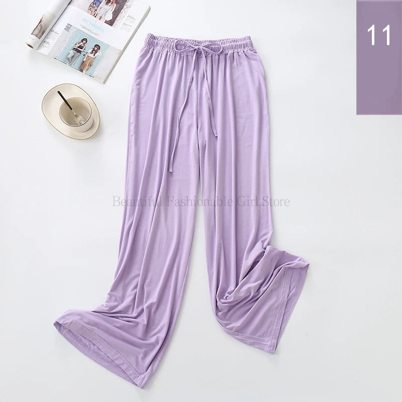 2024 New High Waist Drape Modal Loose Large Size Thin Wide-leg Pants Women's Summer All-match Trousers Casual Straight-leg
